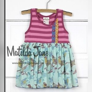 Matilda Jane Flt Away With Me Fancy Sara Top Secret Fields Sz 8 Tank Stripe Bird